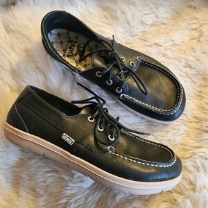 LEMS MARINER Navy Blue Leather Minimalist Zero Drop Boat Shoes sz 10.5